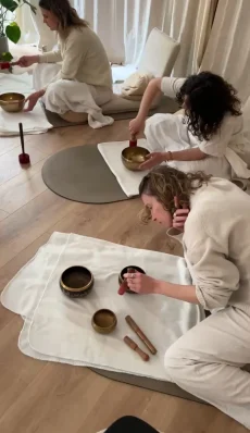 A shamanic altar laid out in the studio during the training