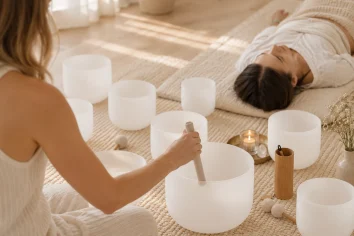 Private one on one sound and energy session with crystal singing bowls at Energy Studio Vienna